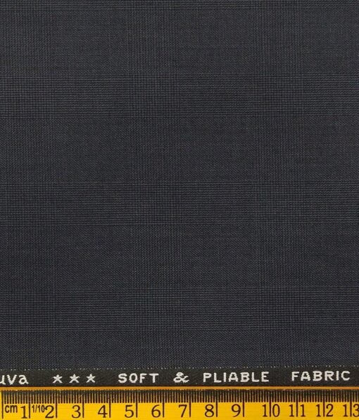 Raymond Dark Anchor Grey Polyester Viscose Self Checks Unstitched Suiting Fabric - 3.75 Meter