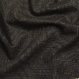 Raymond Techno Stretch Dark Brown Polyester Viscose Self Checks Unstitched Stretchable Suiting Fabric - 3.75 Meter