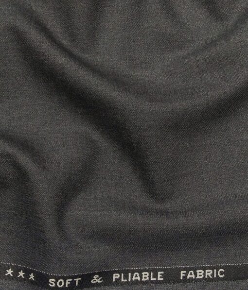 Raymond Worsted Grey Polyester Viscose Self Design Unstitched Suiting Fabric - 3.75 Meter