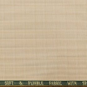 Raymond Cream Polyester Viscose Self Checks Unstitched Suiting Fabric - 3.75 Meter