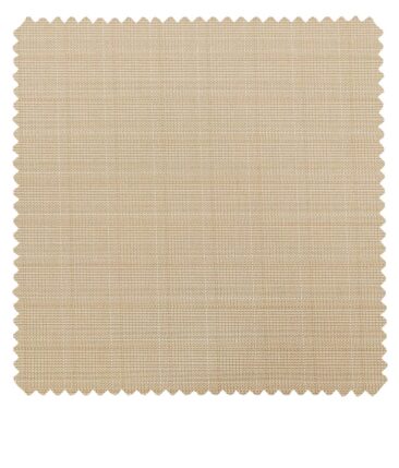 Raymond Cream Polyester Viscose Self Checks Unstitched Suiting Fabric - 3.75 Meter
