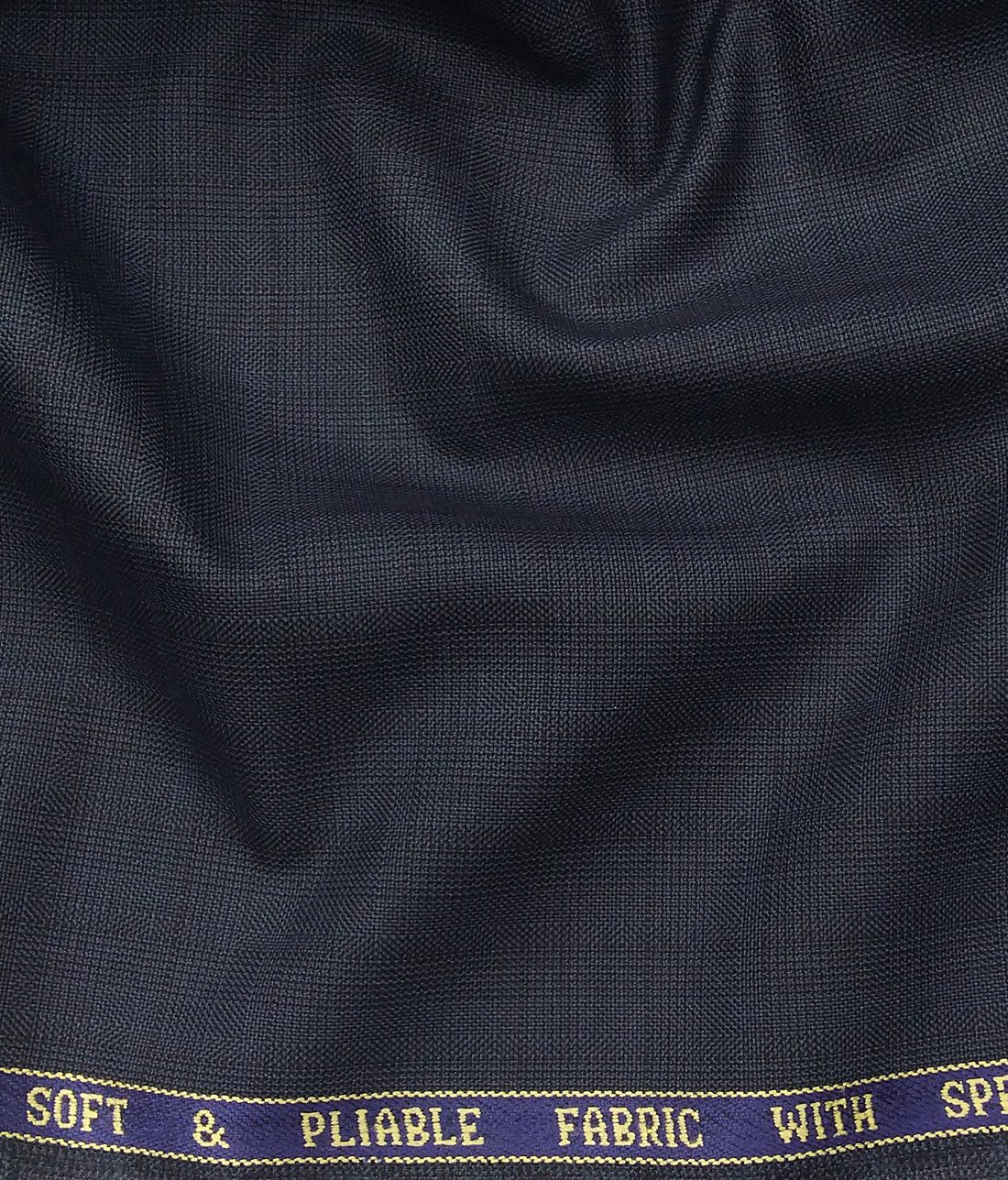 Raymond Dark Aegean Blue Polyester Viscose Self Checks Unstitched Suiting Fabric - 3.75 Meter