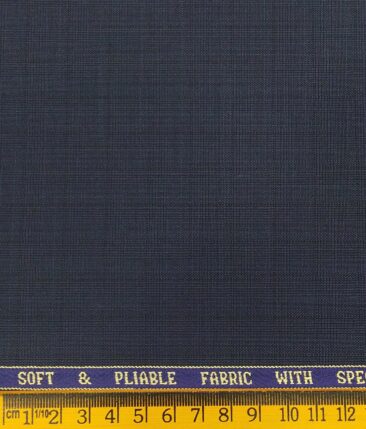 Raymond Dark Aegean Blue Polyester Viscose Self Checks Unstitched Suiting Fabric - 3.75 Meter