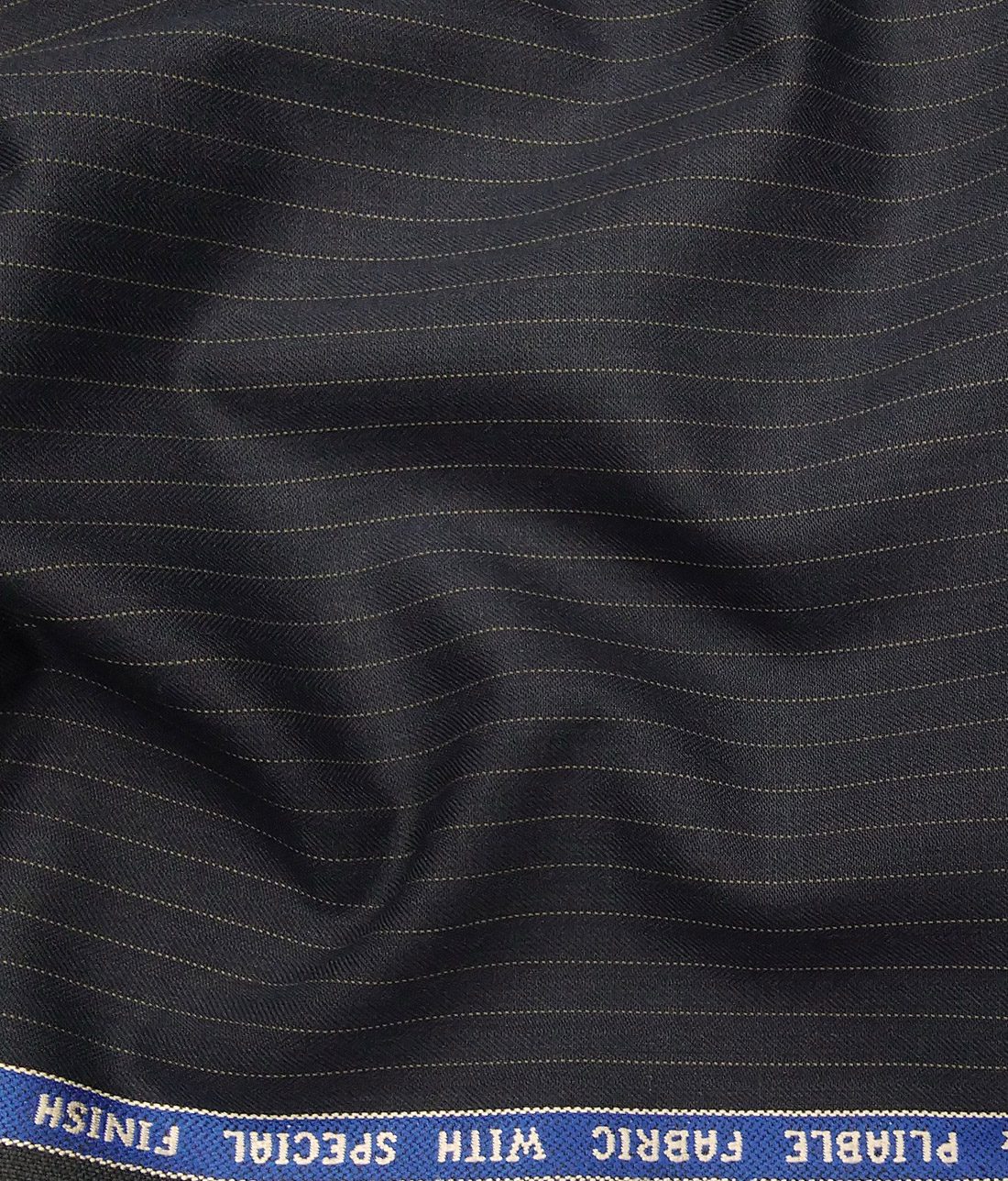 Raymond Dark Blue Polyester Viscose Pin Stripes Unstitched Suiting Fabric - 3.75 Meter