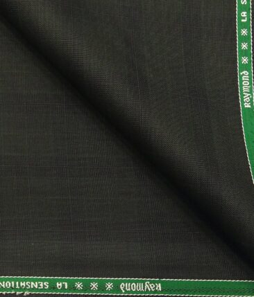 Raymond Dark Grey Polyester Viscose Black Self Checks Unstitched Suiting Fabric - 3.75 Meter