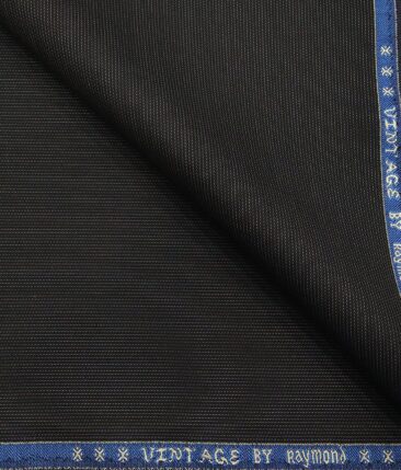 Raymond Blueish Black Polyester Viscose Self Structured Unstitched Suiting Fabric - 3.75 Meter