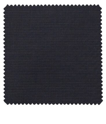 Raymond Dark Blue Polyester Viscose Self Stripes Unstitched Suiting Fabric - 3.75 Meter