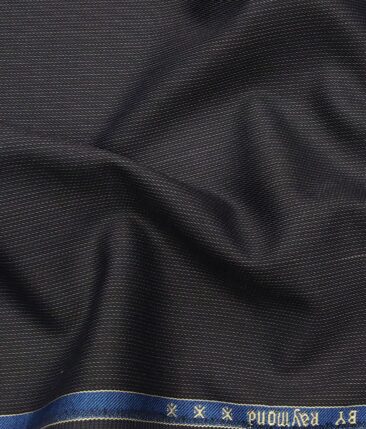 Raymond Dark Blue Polyester Viscose Self Structured Unstitched Suiting Fabric - 3.75 Meter