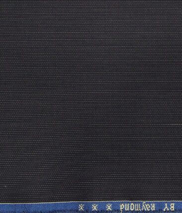 Raymond Dark Blue Polyester Viscose Self Structured Unstitched Suiting Fabric - 3.75 Meter