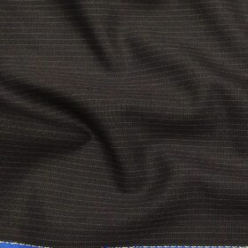 Raymond Dark Brown Polyester Viscose Pin Stripes Unstitched Suiting Fabric - 3.75 Meter
