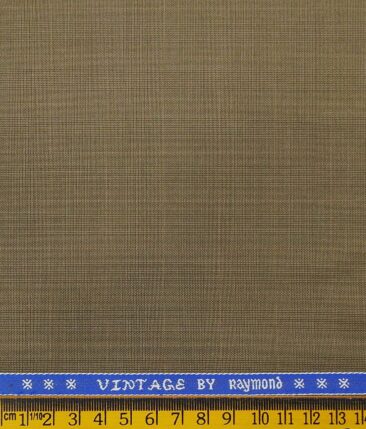 Raymond Khakhi Polyester Viscose Self Checks Unstitched Suiting Fabric - 3.75 Meter
