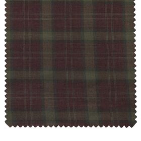 Augustus Men's Maroon Terry Rayon Broad Checks Unstitched  Suiting Fabric - 3.75 Meter