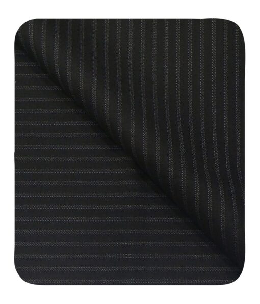 Cadini Italy Men's by Siyaram's Black Terry Rayon White Stripes Unstitched Trouser or Modi Jacket Fabric (1.30 Mtr)