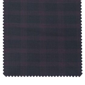 Cadini Italy Men's by Siyaram's Dark Blue Terry Rayon Purple Checks Unstitched Suiting Fabric - 3.75 Meter