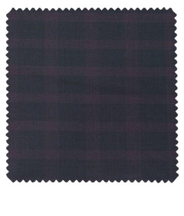 Cadini Italy Men's by Siyaram's Dark Blue Terry Rayon Purple Checks Unstitched Suiting Fabric - 3.75 Meter