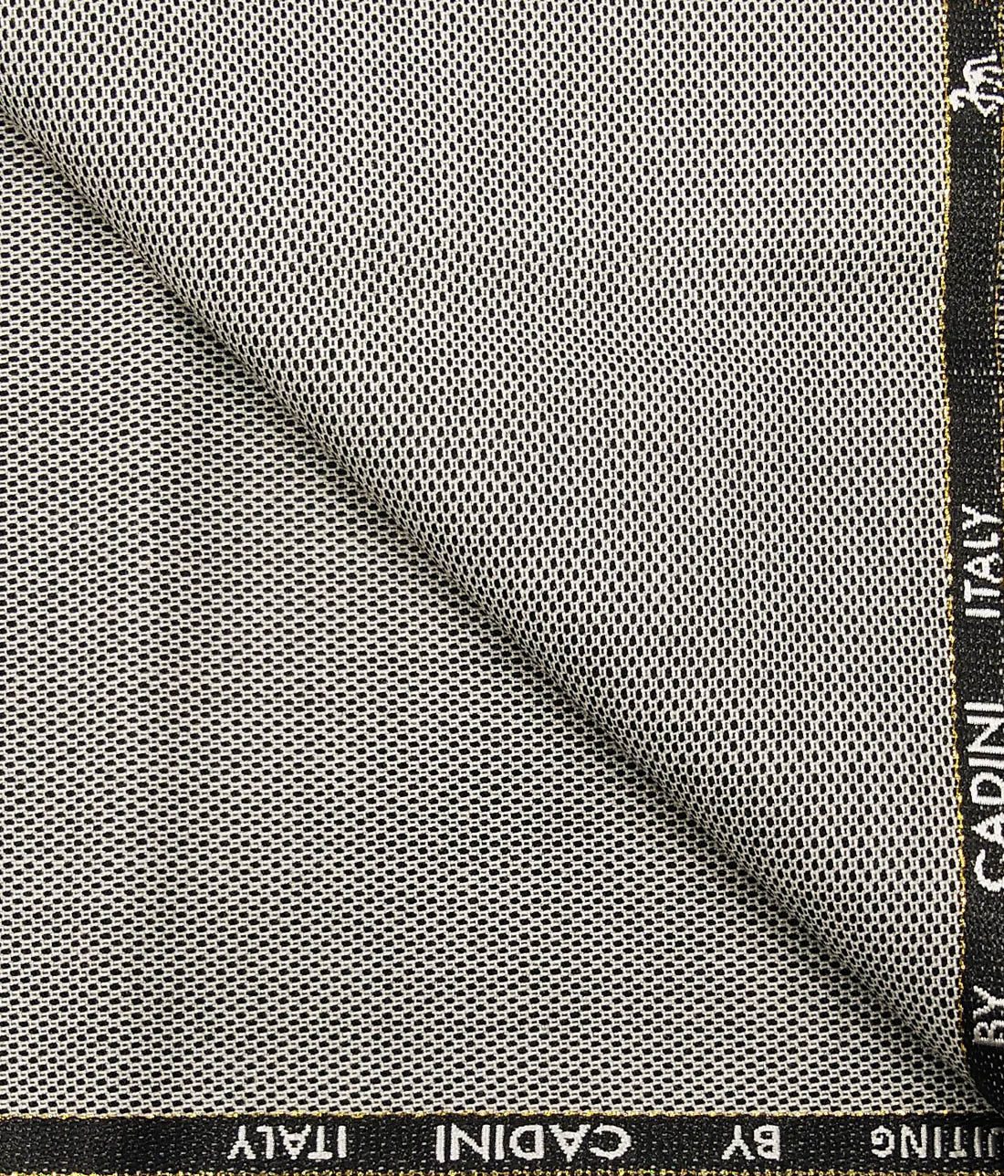 Cadini Italy Men's by Siyaram's Grey & Black Structured Super 90's 20% Merino Wool Unstitched Trouser or Modi Jacket Fabric (1.30 Mtr)