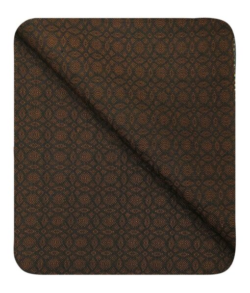 Cadini Italy Men's by Siyaram's Caramel Brown Super 90's 20% Merino Wool Jacquard Unstitched Trouser or Modi Jacket Fabric (1.30 Mtr)