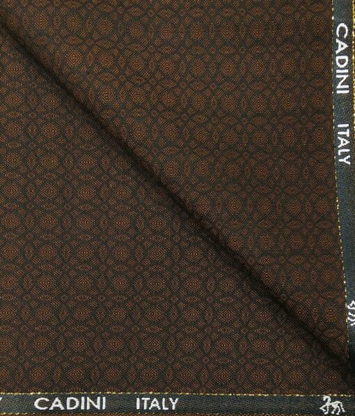 Cadini Italy Men's by Siyaram's Caramel Brown Super 90's 20% Merino Wool Jacquard Unstitched Trouser or Modi Jacket Fabric (1.30 Mtr)