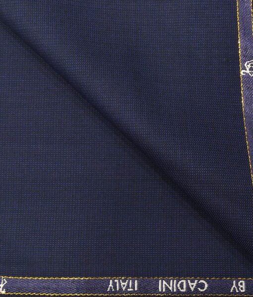 Cadini Italy Men's by Siyaram's Dark Blue Super 100's 20% Merino Wool Self Structured Unstitched Trouser or Modi Jacket Fabric (1.30 Mtr)