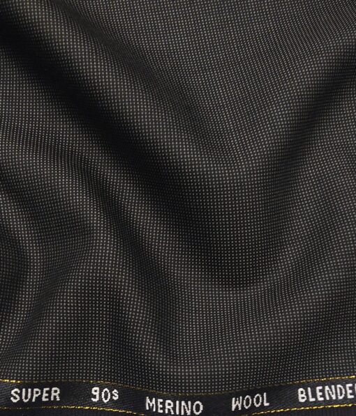 Cadini Italy Men's by Siyaram's Greyish Black 20% Merino Wool Super 90's Structured Unstitched Suiting Fabric - 3.75 Meter