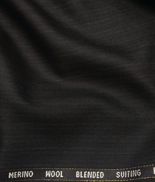 Cadini Italy Men's by Siyaram's Greyish Black 20% Merino Wool Super 90's Self Design Unstitched Suiting Fabric - 3.75 Meter