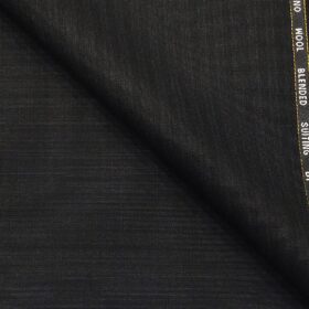 Cadini Italy Men's by Siyaram's Greyish Black 20% Merino Wool Super 90's Self Design Unstitched Suiting Fabric - 3.75 Meter