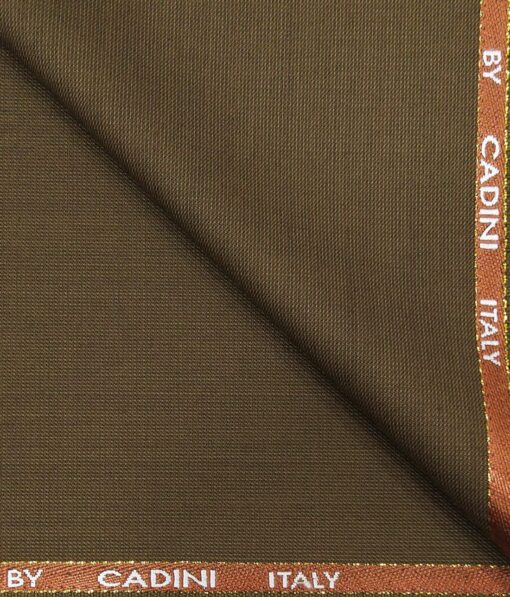 Cadini Italy Men's by Siyaram's Khakhi Brown 25% Merino Wool Self Structured Unstitched Trouser or Modi Jacket Fabric (1.30 Mtr)