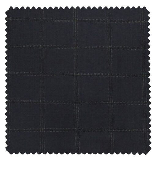 Cadini Italy Men's by Siyaram's Dark Blue 20% Merino Wool Super 90's Green Checks Unstitched Suiting Fabric - 3.75 Meter