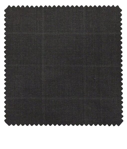 Cadini Italy Men's by Siyaram's Dark Grey 20% Merino Wool Super 100's Self Checks Unstitched Suiting Fabric - 3.75 Meter