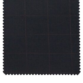 Cadini Italy Men's by Siyaram's Dark Navy Blue 20% Merino Wool Super 100's Pink Checks Unstitched Suiting Fabric - 3.75 Meter