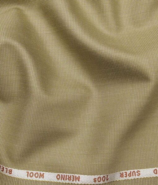 Cadini Italy Men's by Siyaram's Oat Beige 20% Merino Wool Super 100's Structured Unstitched Suiting Fabric - 3.75 Meter