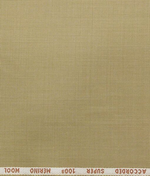 Cadini Italy Men's by Siyaram's Oat Beige 20% Merino Wool Super 100's Structured Unstitched Suiting Fabric - 3.75 Meter