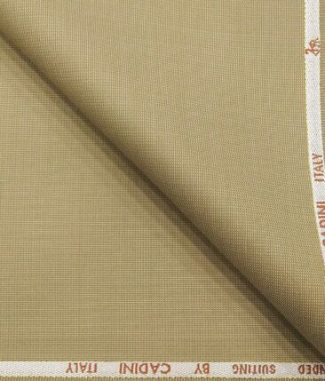 Cadini Italy Men's by Siyaram's Oat Beige 20% Merino Wool Super 100's Structured Unstitched Suiting Fabric - 3.75 Meter