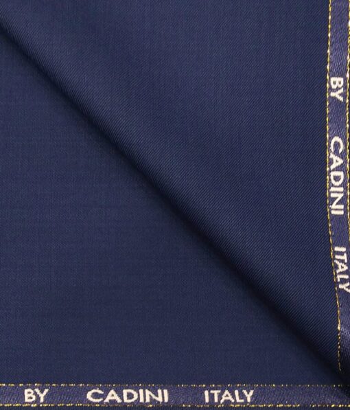 Cadini Italy Men's by Siyaram's Dark Royal Blue 25% Merino Wool Self Design Unstitched Trouser or Modi Jacket Fabric (1.30 Mtr)