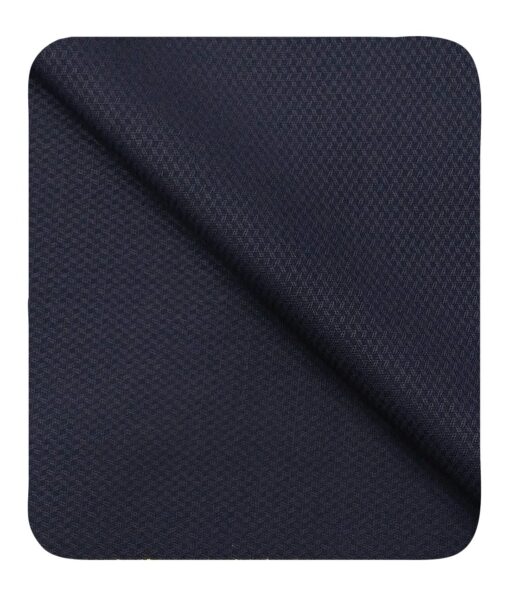 Cadini Italy Men's by Siyaram's Dark Blue Super 90's 20% Merino Wool Zig Zag Structured Unstitched Trouser or Modi Jacket Fabric (1.30 Mtr)