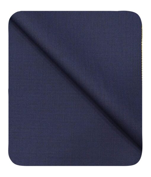 Cadini Italy Men's by Siyaram's Dark Blue Super 100's 20% Merino Wool Herringbone Self Striped Unstitched Trouser or Modi Jacket Fabric (1.30 Mtr)