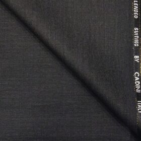 Cadini Italy Men's by Siyaram's Dark Grey Super 100's 20% Merino Wool Self Structured Unstitched Trouser or Modi Jacket Fabric (1.30 Mtr)