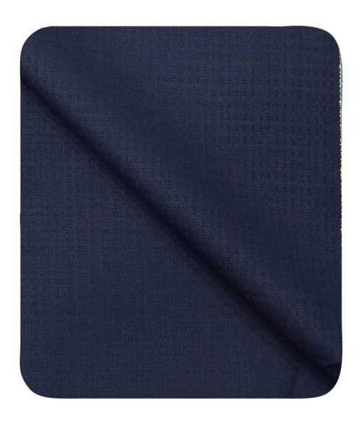 Cadini Italy Men's by Siyaram's Blue 20% Merino Wool Super 90's Dobby Structured Unstitched Trouser or Modi Jacket Fabric (1.30 Mtr)