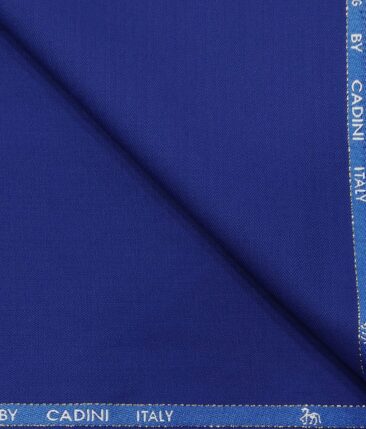 Cadini Italy Men's by Siyaram's Bright Royal Blue 20% Merino Wool Super 100's Self Herringbone Striped Unstitched Trouser or Modi Jacket Fabric (1.30 Mtr)