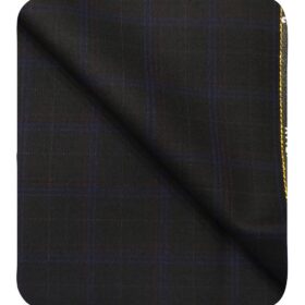 Cadini Italy Men's by Siyaram's Black 20% Merino Wool Super 100's Blue & Wine Checks Unstitched Trouser or Modi Jacket Fabric (1.30 Mtr)