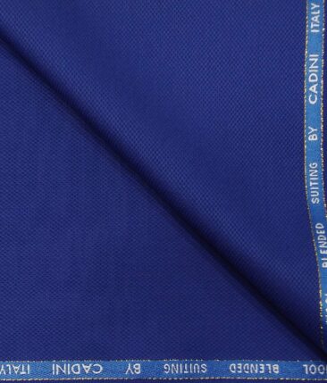 Cadini Italy Men's by Siyaram's Bright Royal Blue Super 100's 20% Merino Wool Oxford Weave Structure Unstitched Trouser or Modi Jacket Fabric (1.30 Mtr)