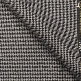 Cadini Italy Men's by Siyaram's Grey & Black 25% Merino Wool Houndstooth Structured Unstitched Trouser or Modi Jacket Fabric (1.30 Mtr)