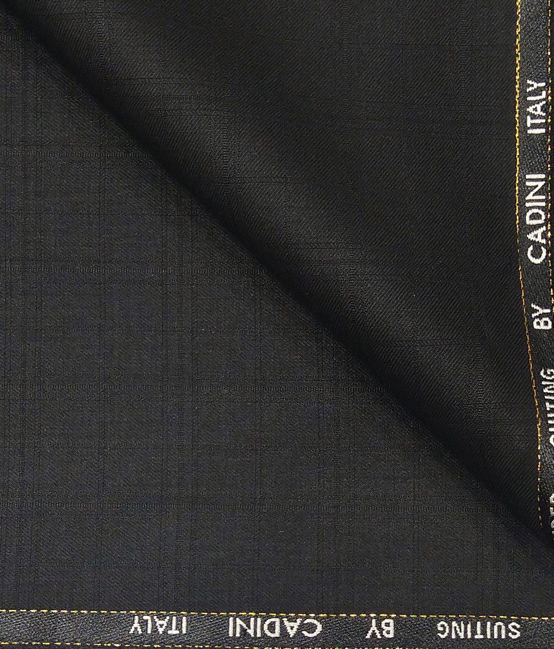 Cadini Italy Men's by Siyaram's Black Super 90's 100% Merino Wool Self Checks Unstitched Trouser or Modi Jacket Fabric (1.30 Mtr)