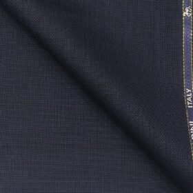 Cadini Italy Men's by Siyaram's Dark Navy Blue 25% Merino Wool Self Structured Unstitched Trouser or Modi Jacket Fabric (1.30 Mtr)
