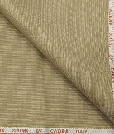 Cadini Italy Men's by Siyaram's Oat Beige Super 100's 20% Merino Wool Structured Unstitched Trouser or Modi Jacket Fabric (1.30 Mtr)