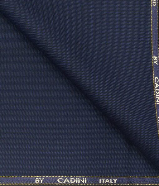 Cadini Italy Men's by Siyaram's Dark Blue 25% Merino Wool Self Structured Unstitched Trouser or Modi Jacket Fabric (1.30 Mtr)