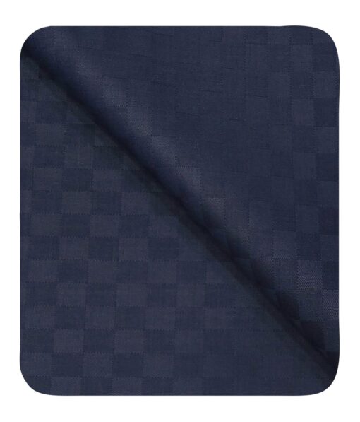Cadini Italy Men's by Siyaram's Dark Blue Super 90's 20% Merino Wool Self Squares Unstitched Trouser or Modi Jacket Fabric (1.30 Mtr)