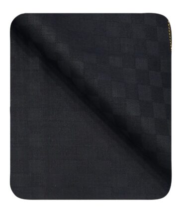 Cadini Italy Men's by Siyaram's Dark Navy Blue Super 90's 20% Merino Wool Self Squares Unstitched Trouser or Modi Jacket Fabric (1.30 Mtr)