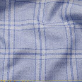 Don & Julio Men's Light Sky Blue Terry Rayon Broad Checks Unstitched Suiting Fabric - 3.75 Meter