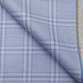 Don & Julio Men's Light Sky Blue Terry Rayon Broad Checks Unstitched Suiting Fabric - 3.75 Meter